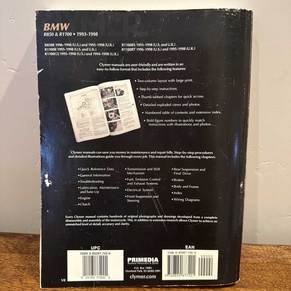 BMW OEM Factory Manual Book‎ R850 R1100 Riders Manual US Model 1993-1998 Clymer - Picture 10 of 10
